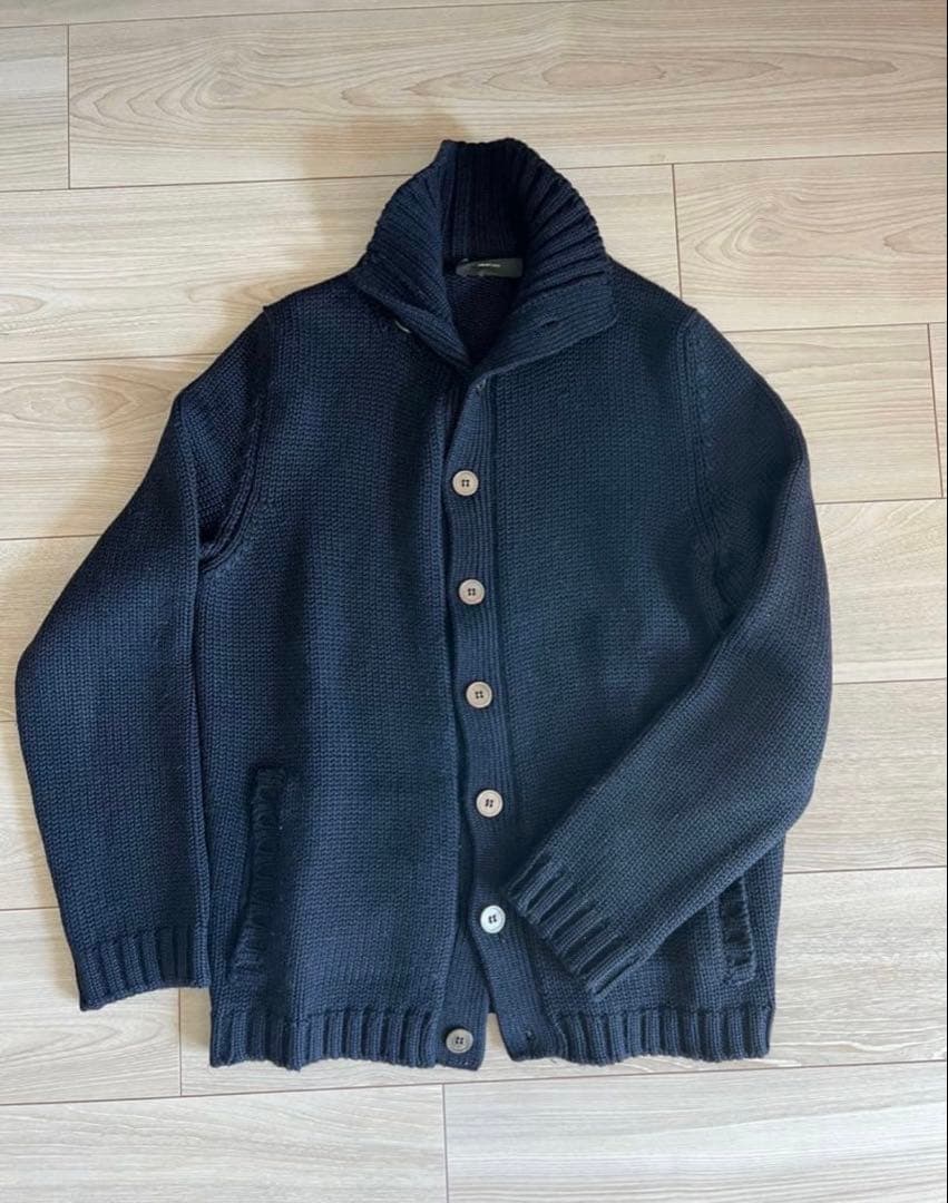 ZANONEザノーネ　スタンドカラーカーディガン　ネイビー　46