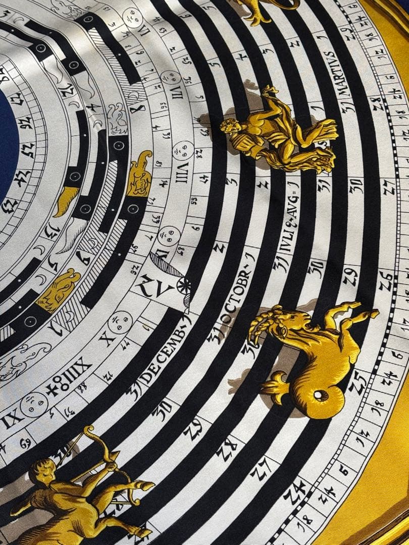 エルメス カレ90 シルク スカーフ ネイビーAstrologie 占星術