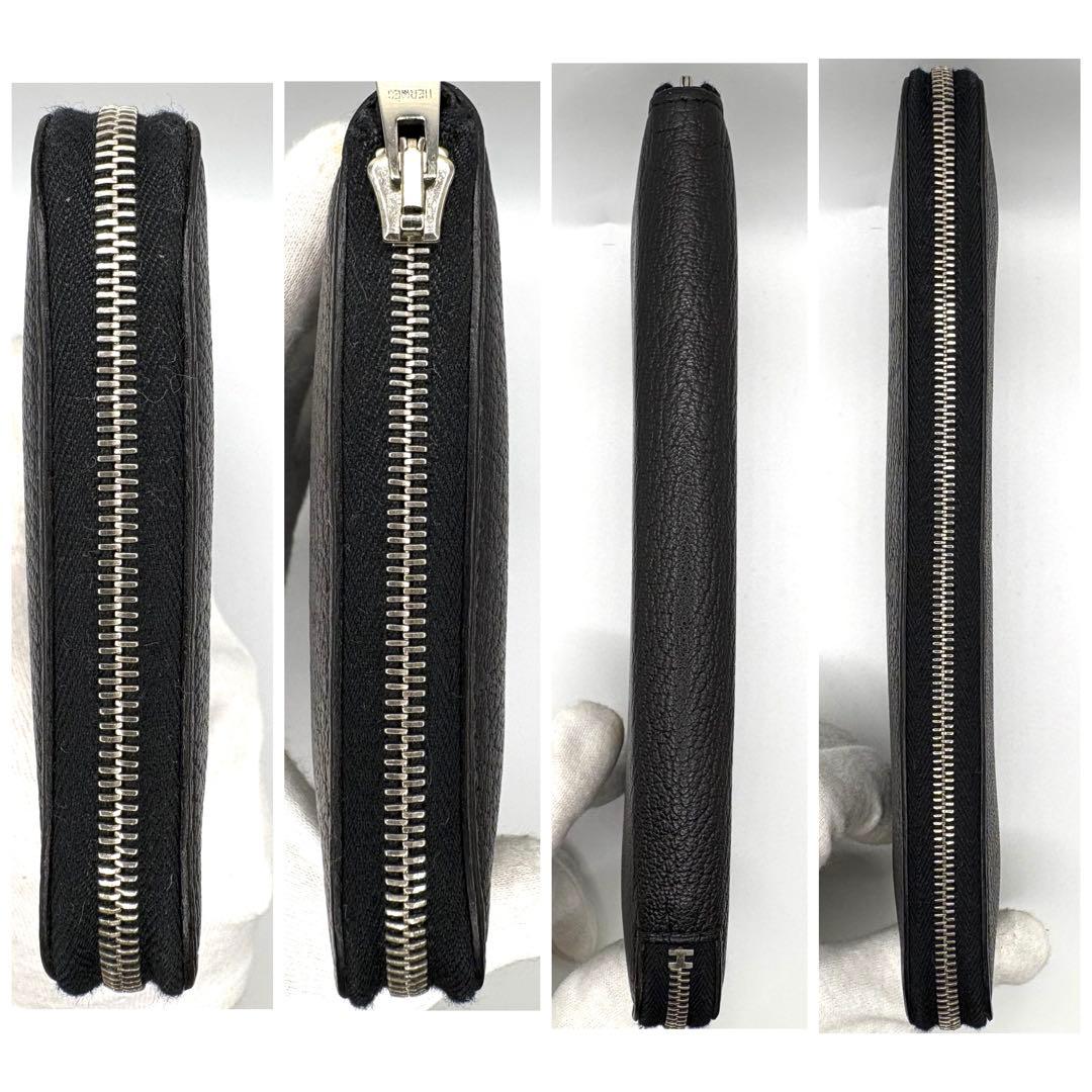 HERMES エルメス アザップロング ブラック シェブルミゾル　オールレザー