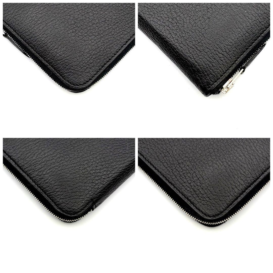 HERMES エルメス アザップロング ブラック シェブルミゾル　オールレザー