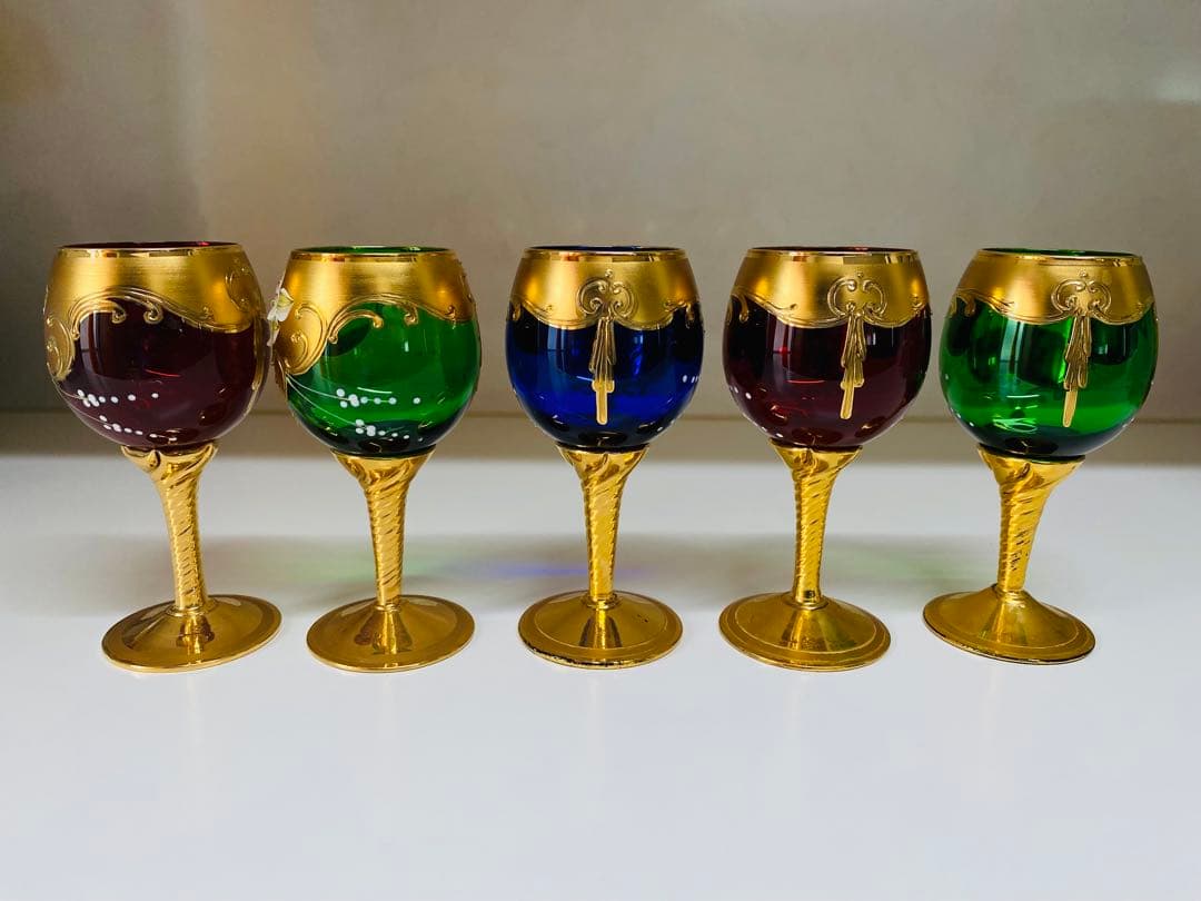 手描き装飾グラス 5個セット