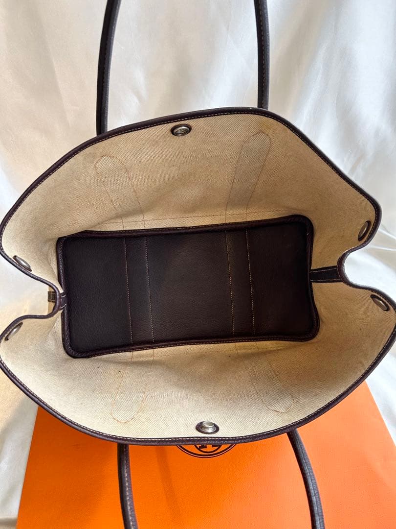 HERMES エルメス　ガーデンパーティPM キャンバストート　T刻印