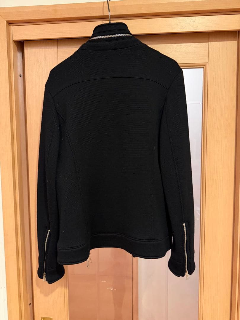 AKM ブラック ニットライダースブルゾン