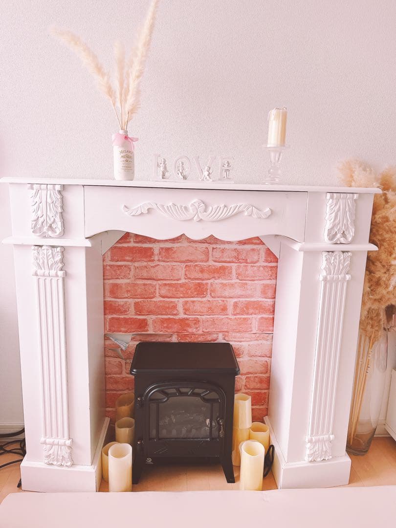 マントルピース　ファイヤープレイス　アンティーク調　ロココ　姫系家具　引き出し