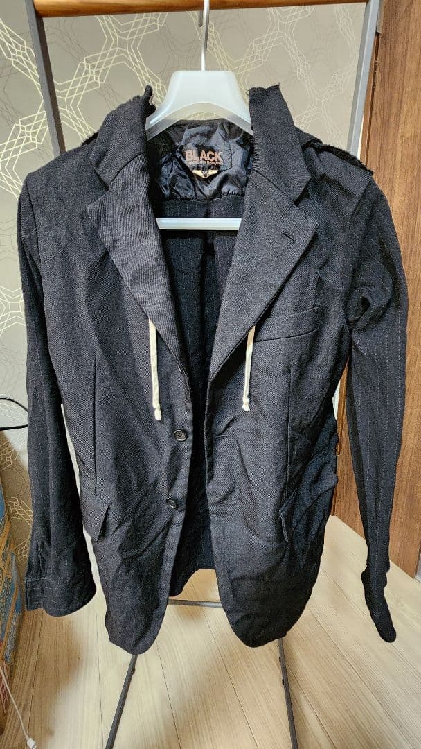 BLACK COMME des GARCONS フード付きストライプジャケット