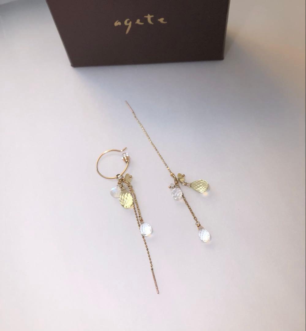 アガットagete k10天然石ピアス　アメリカン ピアス　10金