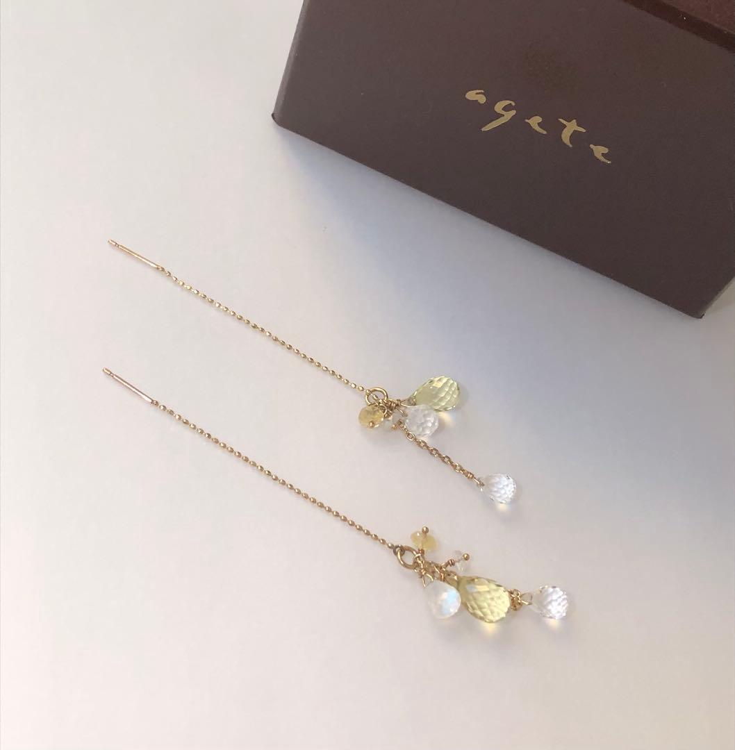 アガットagete k10天然石ピアス　アメリカン ピアス　10金