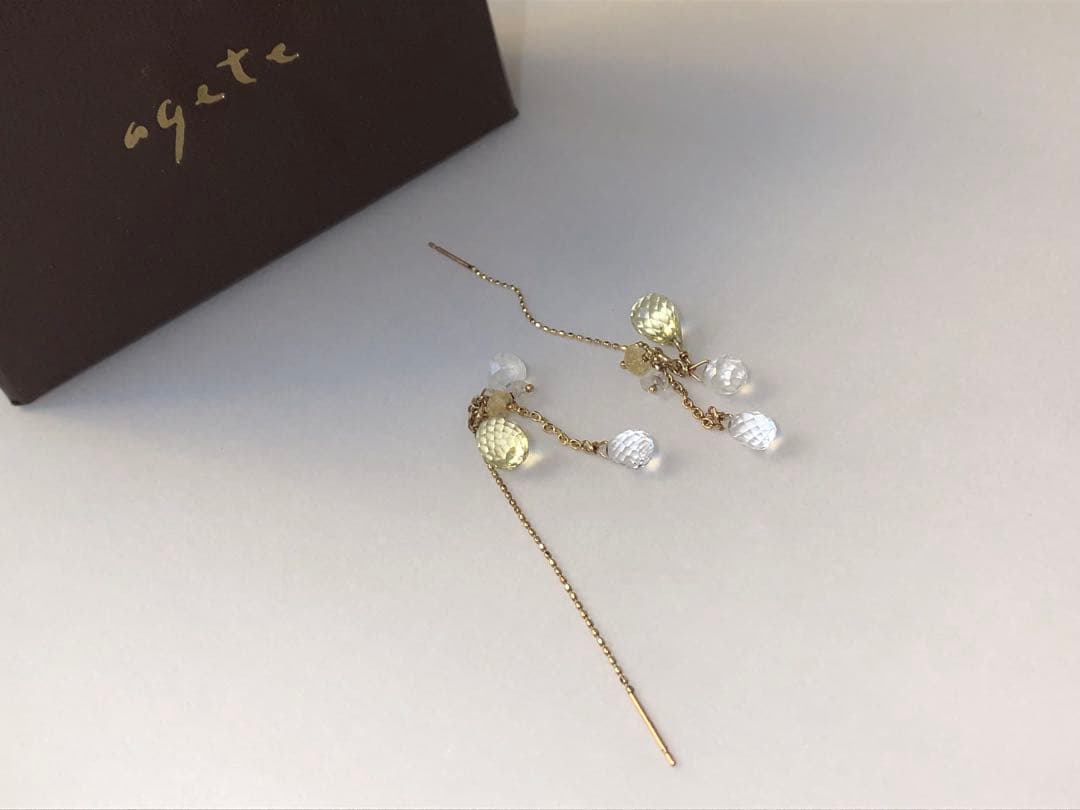 アガットagete k10天然石ピアス　アメリカン ピアス　10金