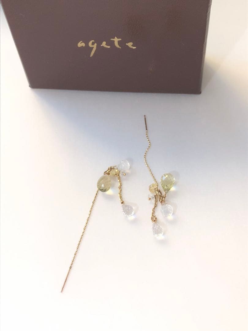 アガットagete k10天然石ピアス　アメリカン ピアス　10金