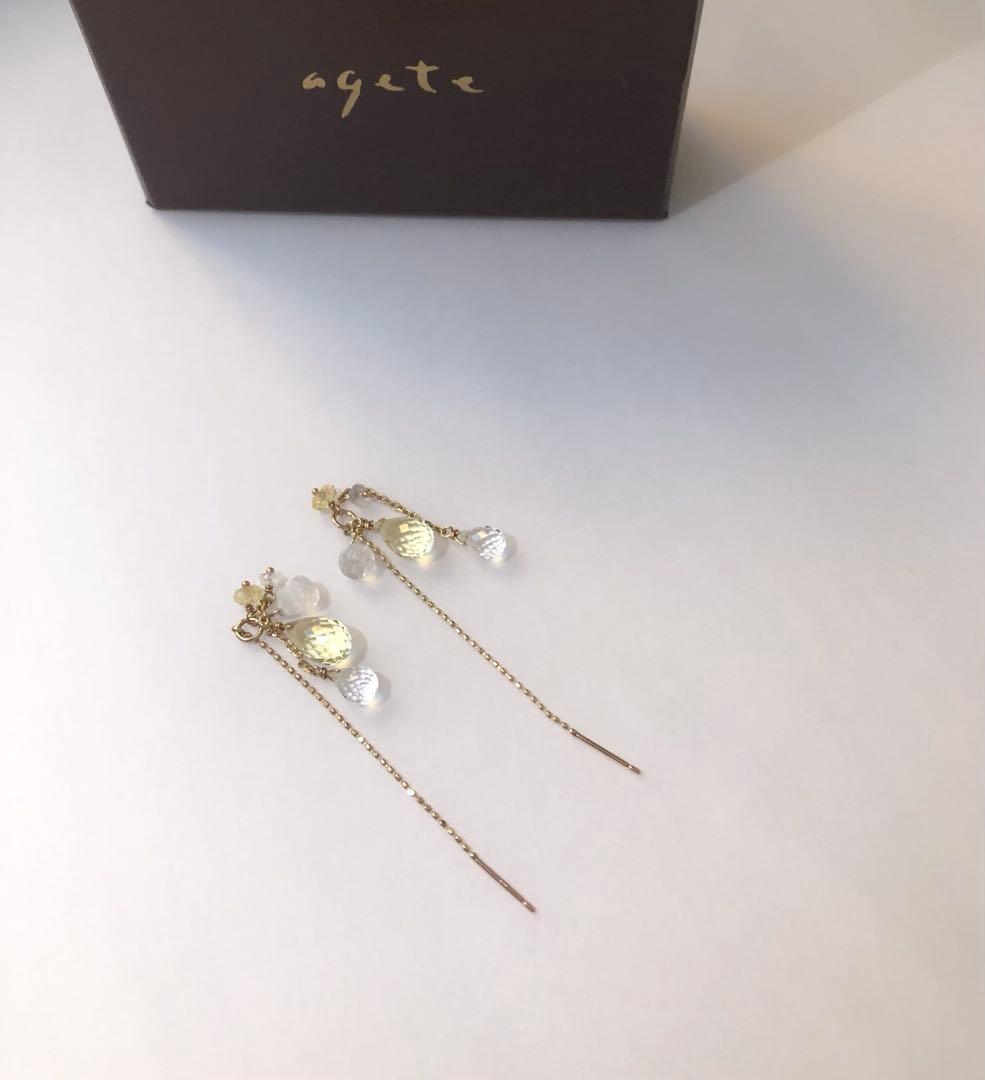 アガットagete k10天然石ピアス　アメリカン ピアス　10金