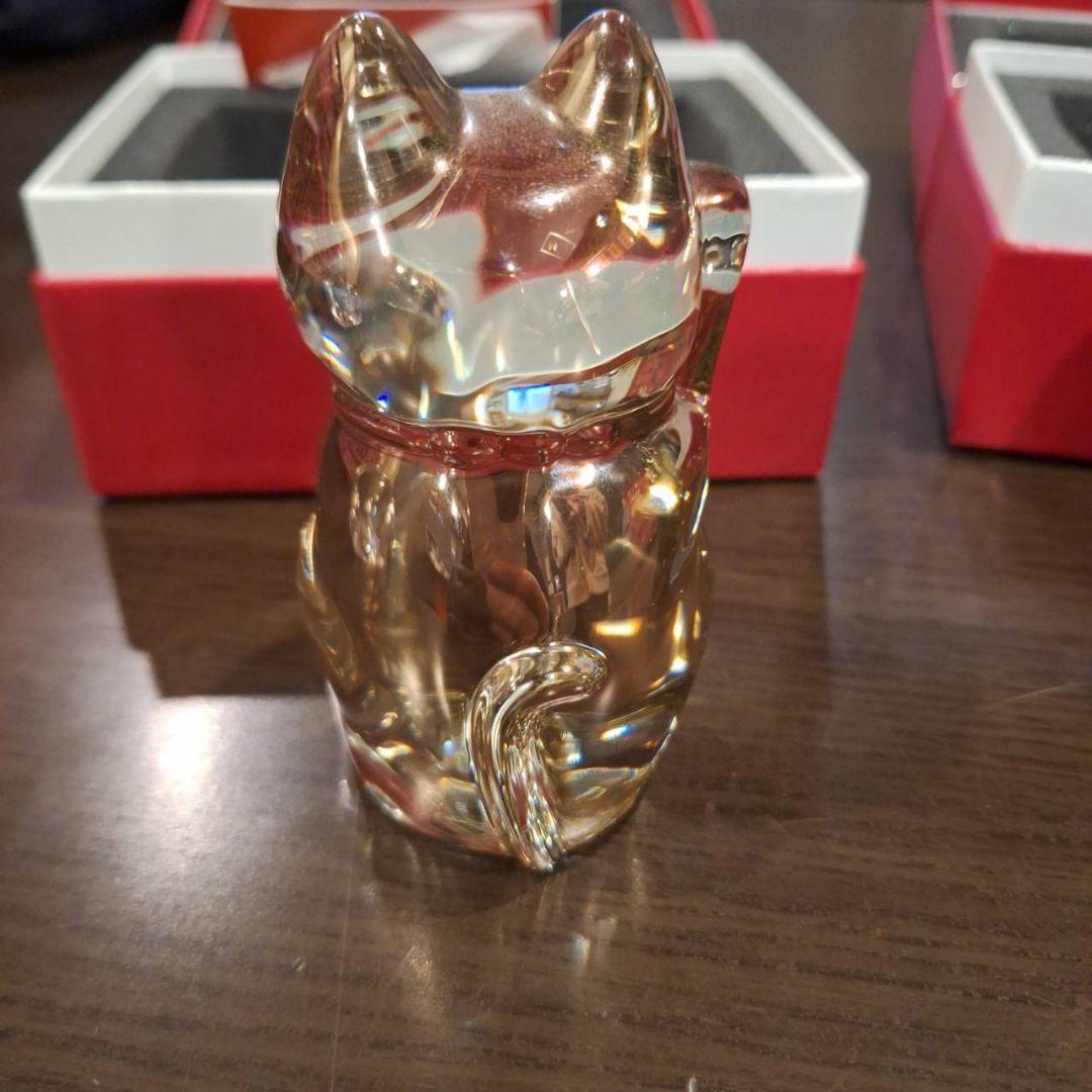 Baccarat 招き猫 セットとクリスタルロゴプレート(非売品)の計3点セット