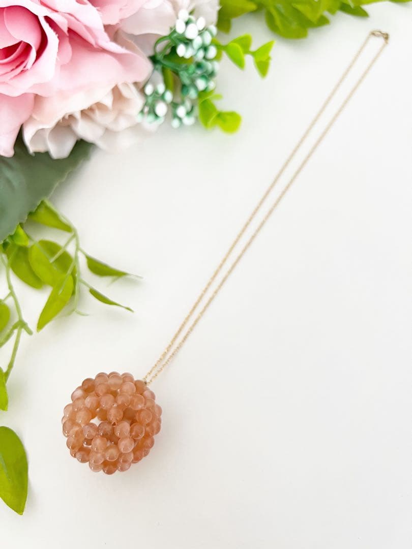 オレンジムーンストーン4mm【フラーレン・ペンダント】