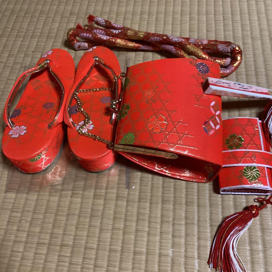 七五三小柄七歳用フルセット　帯幅14、5センチ　草履21センチ