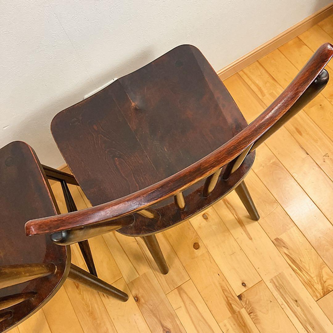 本物志向　北海道民芸家具　ダイニングチェア　ウィンザーチェア　樺材　廃盤　2脚