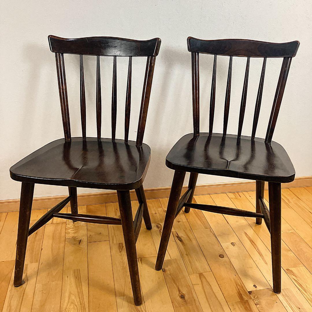 本物志向　北海道民芸家具　ダイニングチェア　ウィンザーチェア　樺材　廃盤　2脚