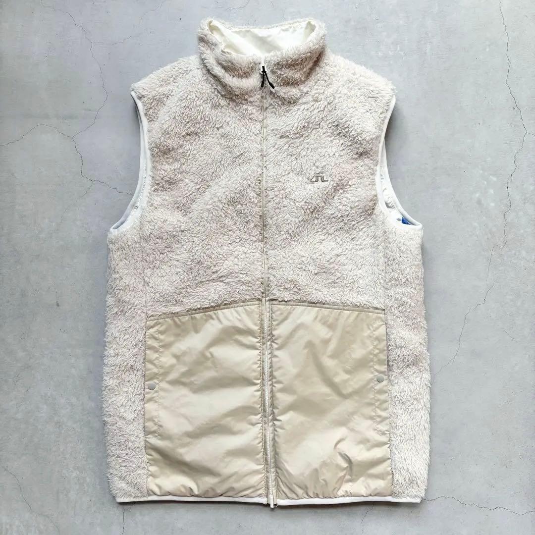 J.LINDEBERG リバーシブル 中綿ボアベスト ダブルジップ 2way S