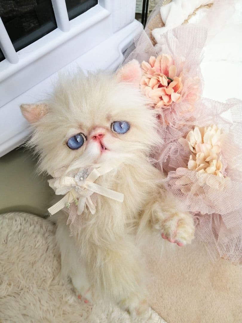 お花のバスケットと双子の子猫ちゃん♡エキゾチック♡アートドール♡ぬいぐるみ♡