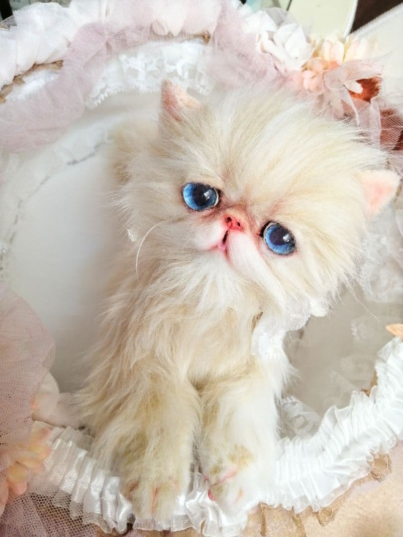 お花のバスケットと双子の子猫ちゃん♡エキゾチック♡アートドール♡ぬいぐるみ♡