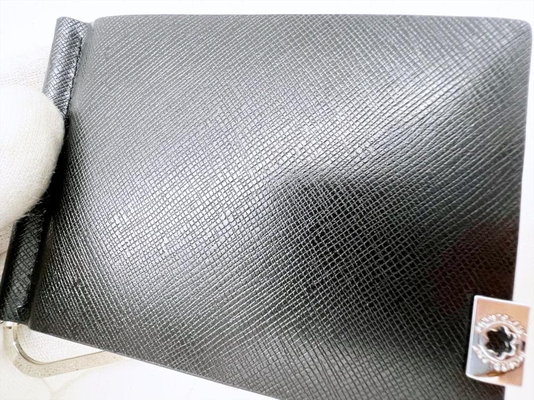 美品　MONTBLANC　モンブラン　グレインレザー　マネークリップ　黒