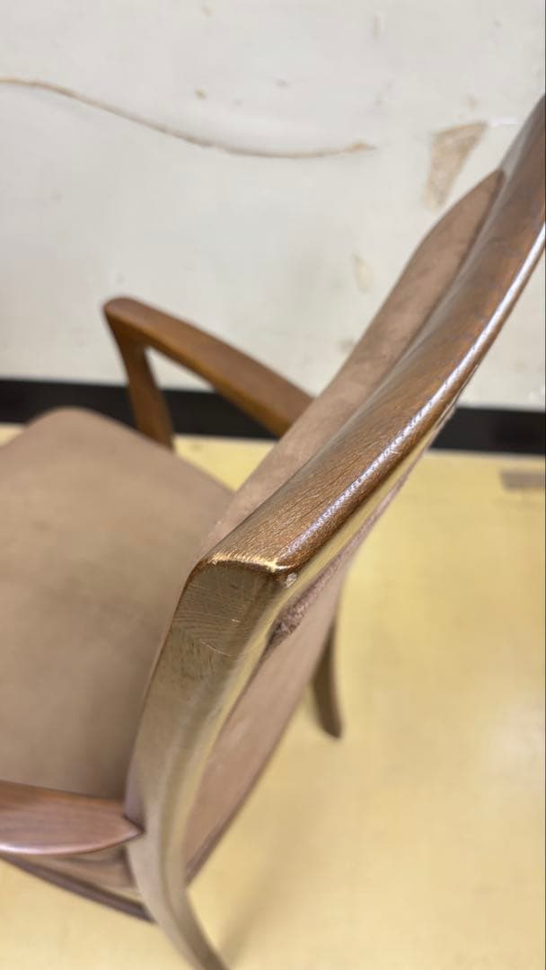 オールドカリモク ハイバックチェア ダイニングチェア アームチェア ベージュ