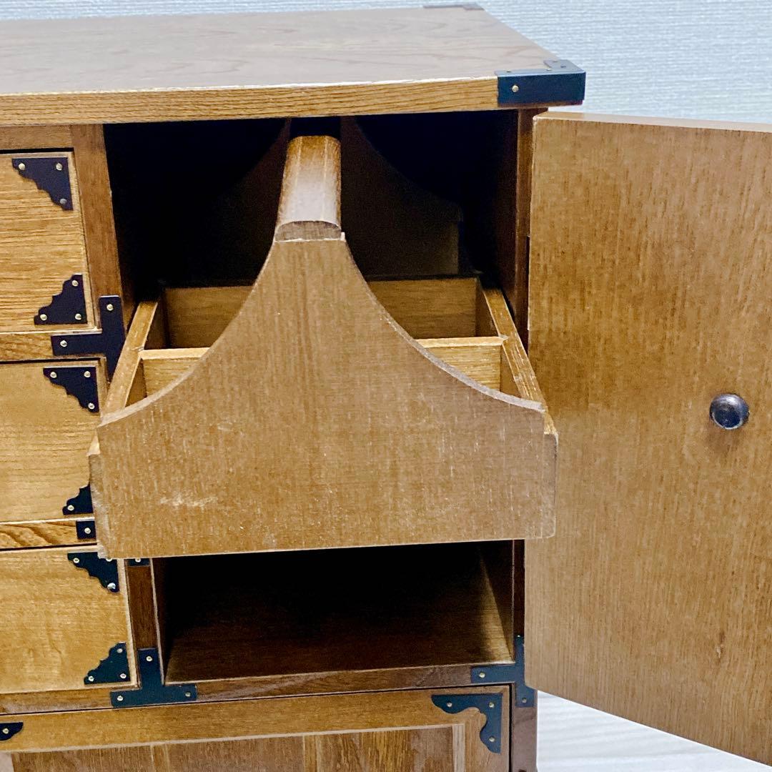 希少 からくり 箪笥 民芸調 隠し 収納多数 昭和レトロ 職人仕上げ 鍵付き