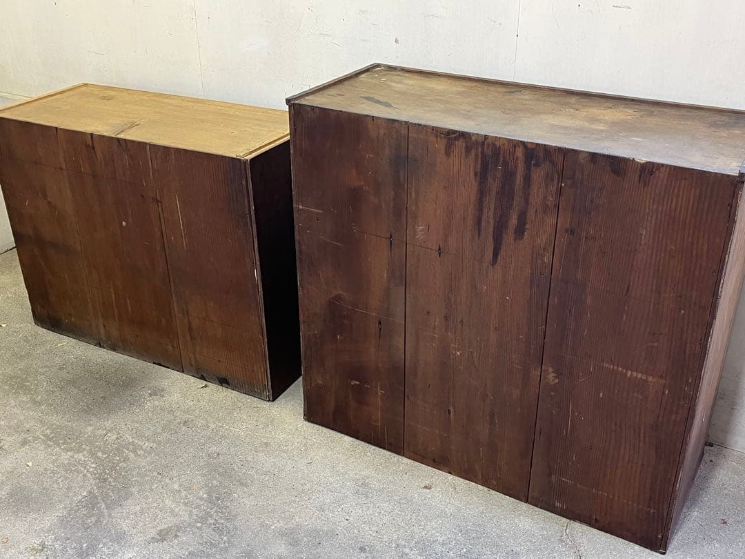 B*♪様 昭和レトロ 木製食器棚 ガラス戸付き水屋箪笥