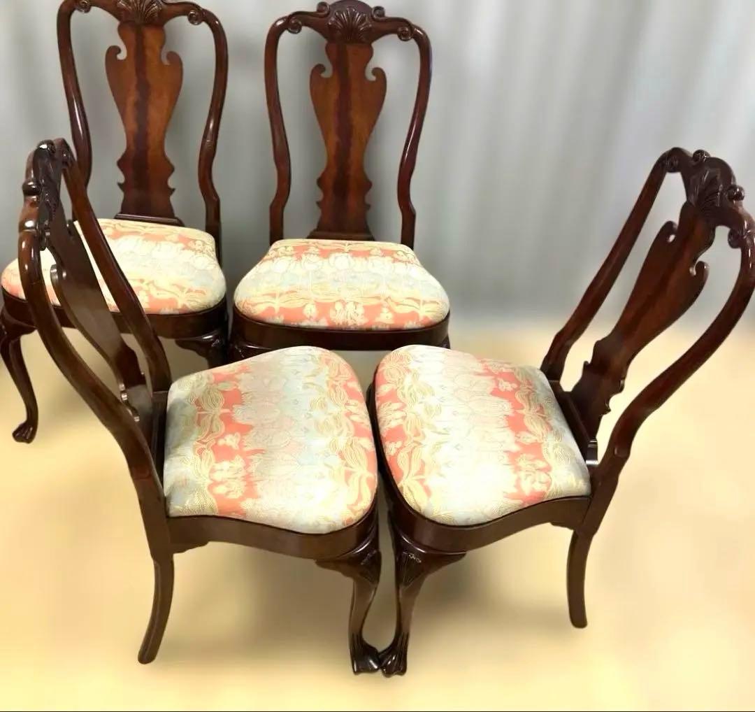 【送料無料地域限定】アンティーク　西洋カンセル社アインア様式猫脚チェア４脚セット