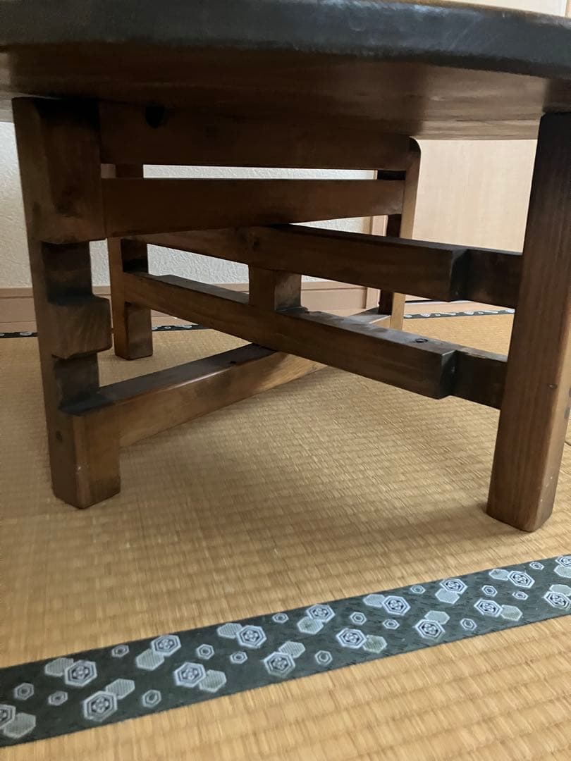木製 丸テーブル　折りたたみ式ちゃぶ台