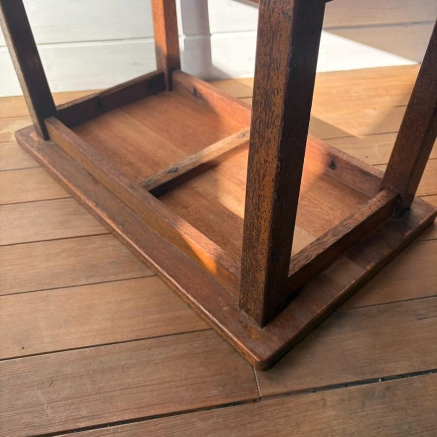 木製 二段 サイドテーブル／小机 飾り台 古家具 古道具