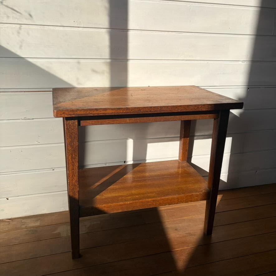 木製 二段 サイドテーブル／小机 飾り台 古家具 古道具