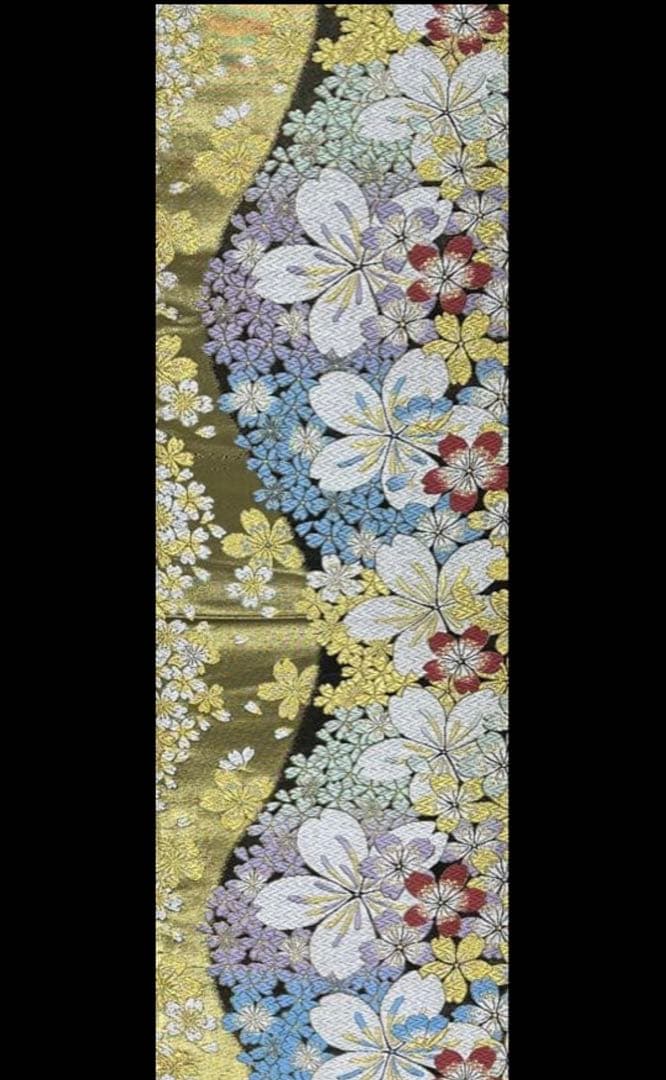 振り袖　フルセット　別誂長襦袢　黒　成人式　金彩加工　刺繍入り　銀通し　768