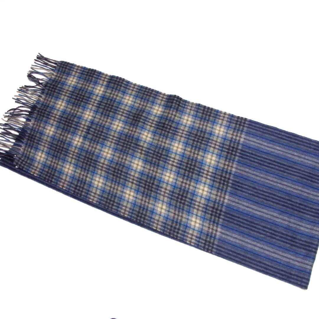 COLOMBO コロンボ カシミヤ 100% ストライプ × チェック マフラー