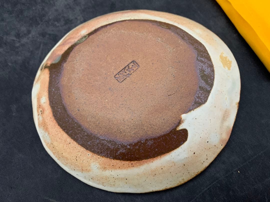 中郷窯　鈴木茂至　信楽焼　紅粉引　丸銘々皿　5枚　寒六窯平野敏三　共箱栞