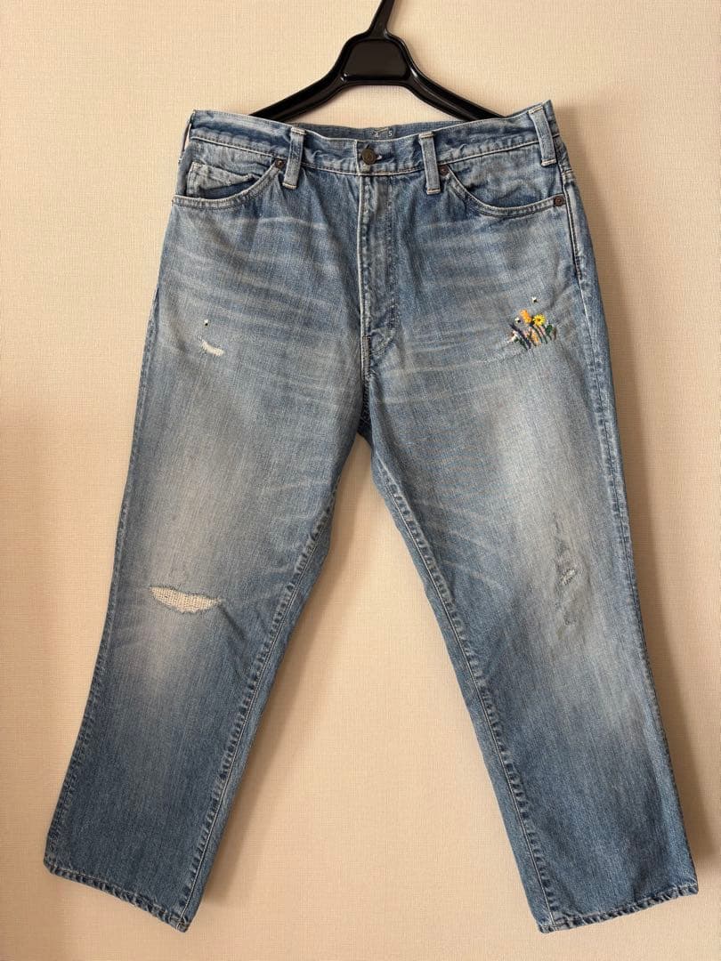 【1/31まで価格】 45R 再び ライ麦デニム クロスビー５　ハッチとお花刺繍