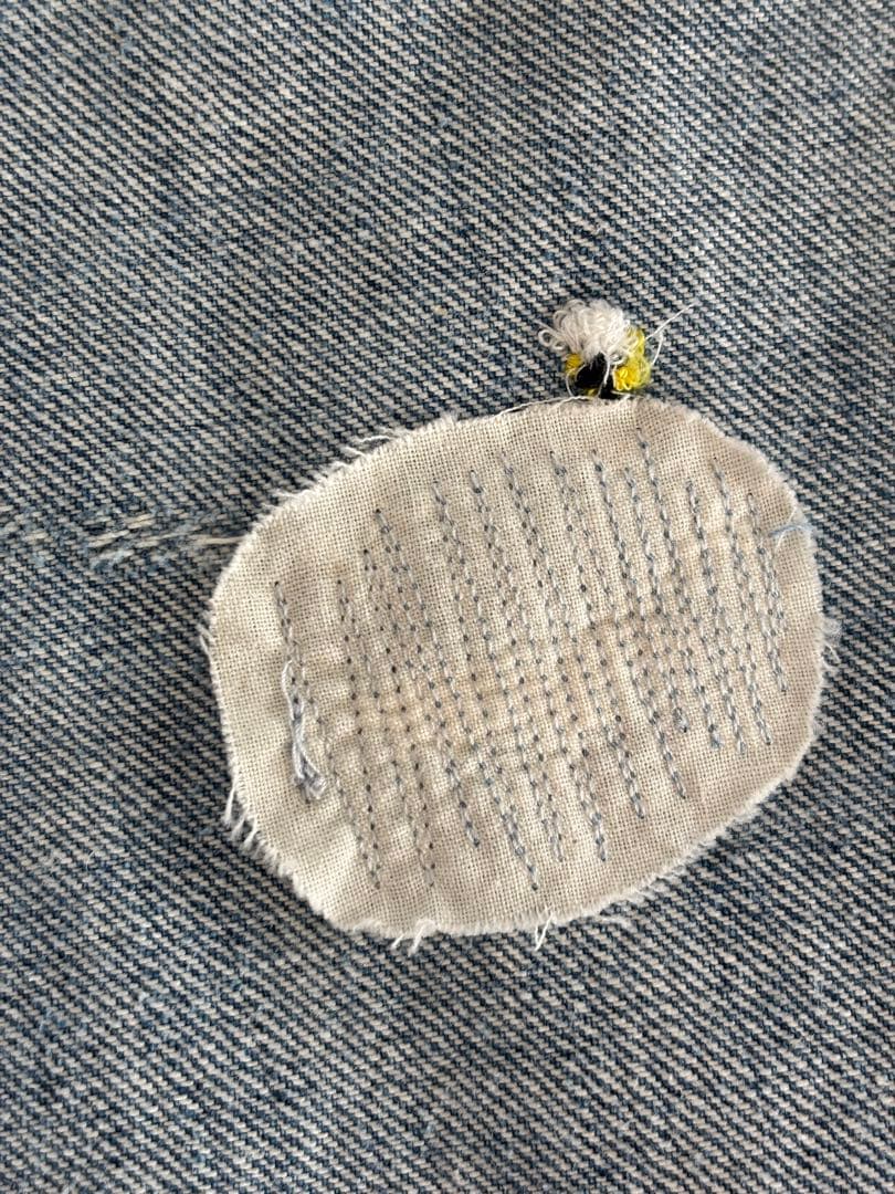 【1/31まで価格】 45R 再び ライ麦デニム クロスビー５　ハッチとお花刺繍