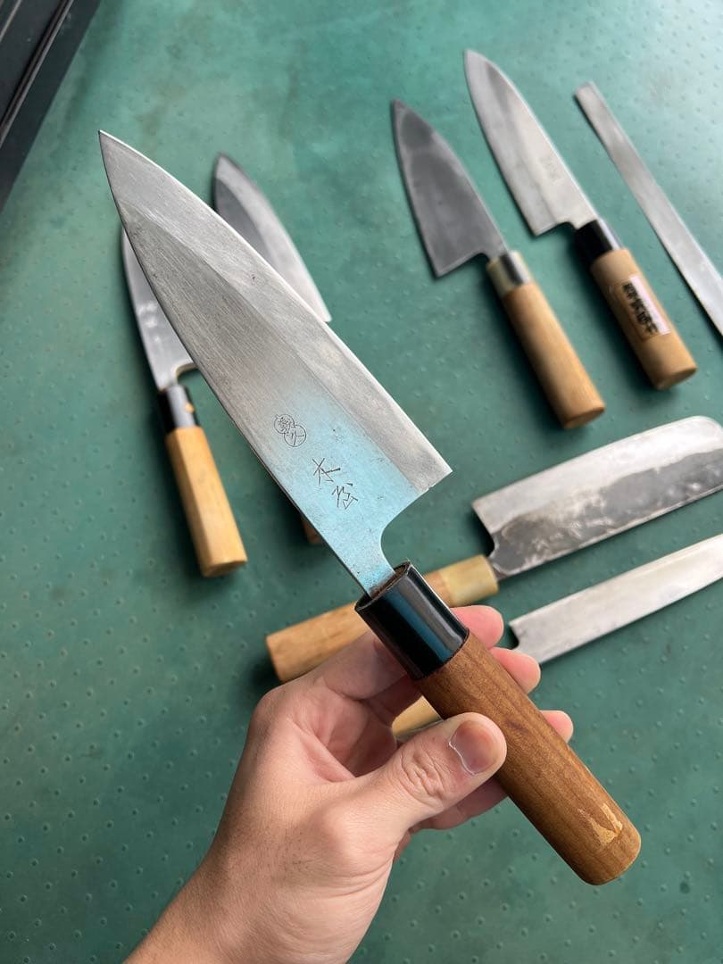 8本セットの包丁- 本焼出刃1本- 木屋-利研-石月-宏明…