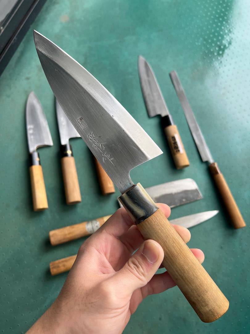 8本セットの包丁- 本焼出刃1本- 木屋-利研-石月-宏明…