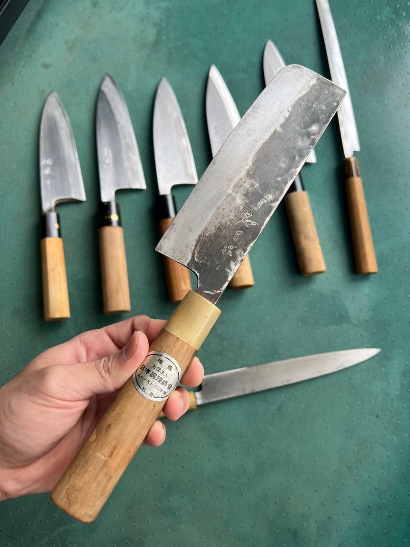 8本セットの包丁- 本焼出刃1本- 木屋-利研-石月-宏明…