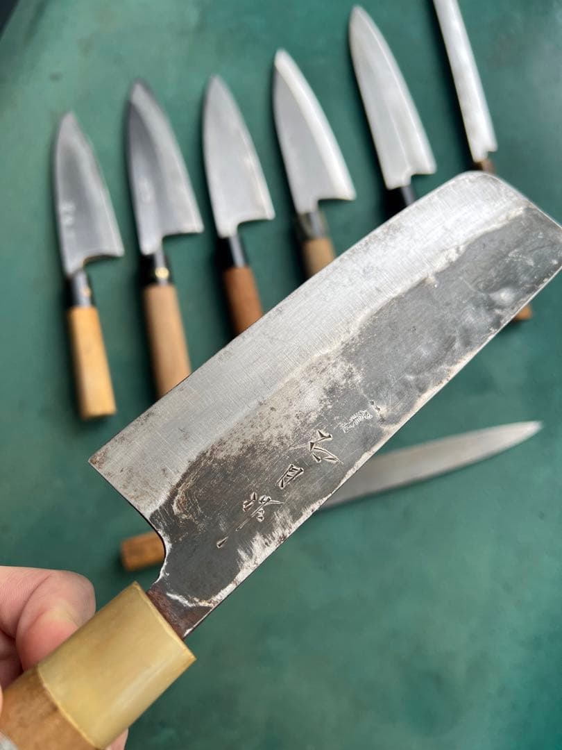 8本セットの包丁- 本焼出刃1本- 木屋-利研-石月-宏明…