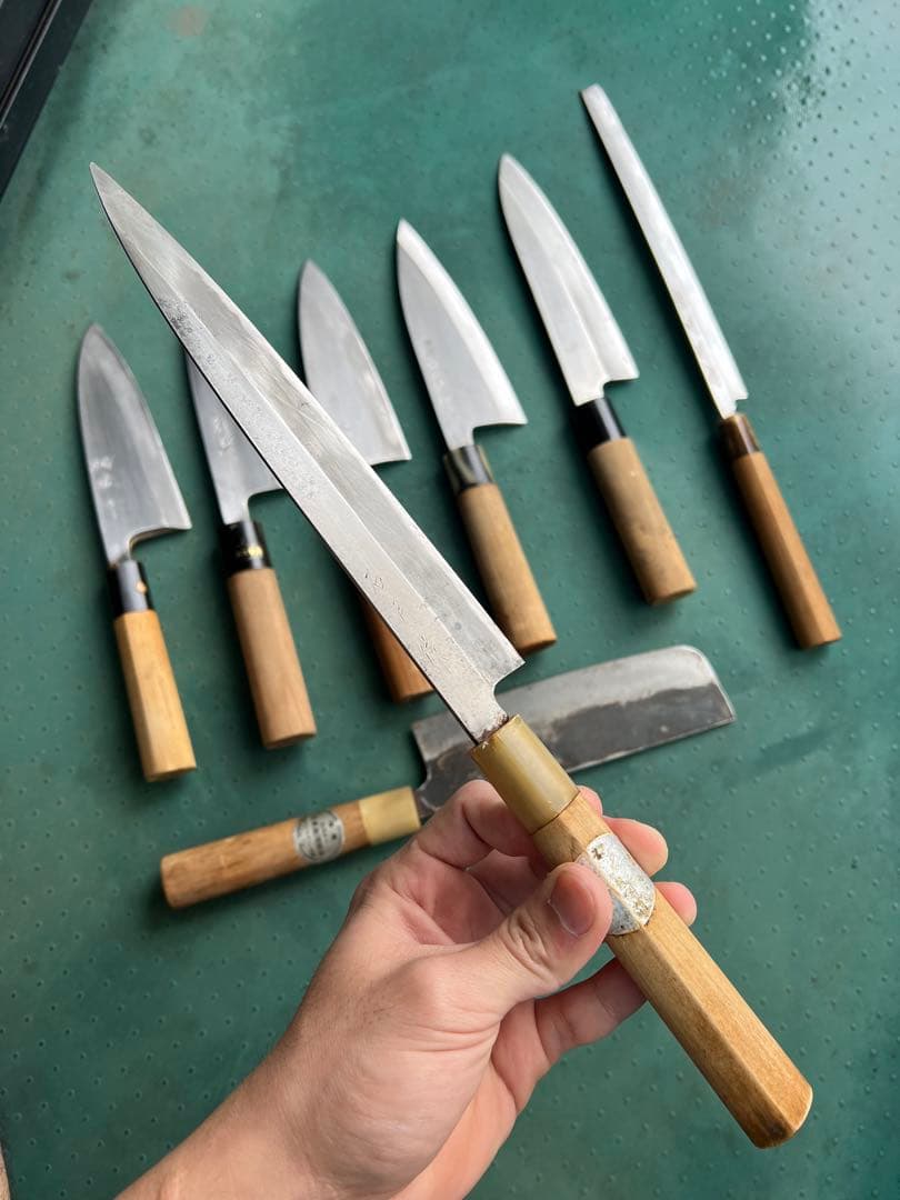 8本セットの包丁- 本焼出刃1本- 木屋-利研-石月-宏明…