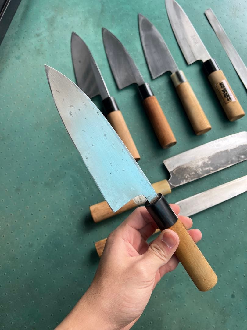 8本セットの包丁- 本焼出刃1本- 木屋-利研-石月-宏明…