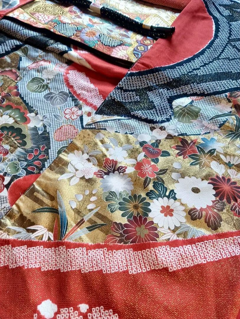 豪華総柄　本絞り金彩手描き友禅　振袖フルセット未着用しつけ付　丈163 裄66
