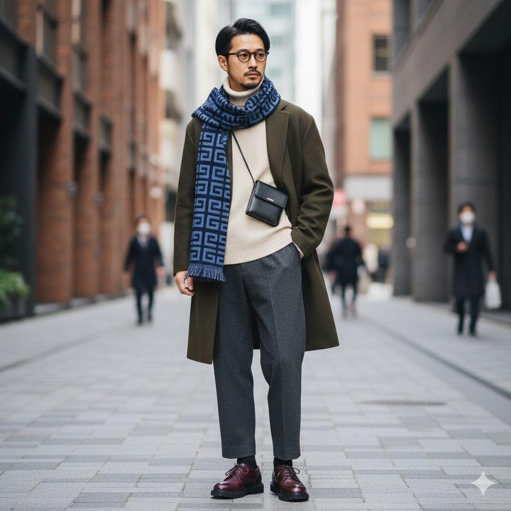 ✨GIVENCHY ジバンシー✨マフラー ウール混 4Gロゴ 紺 青 イタリア製