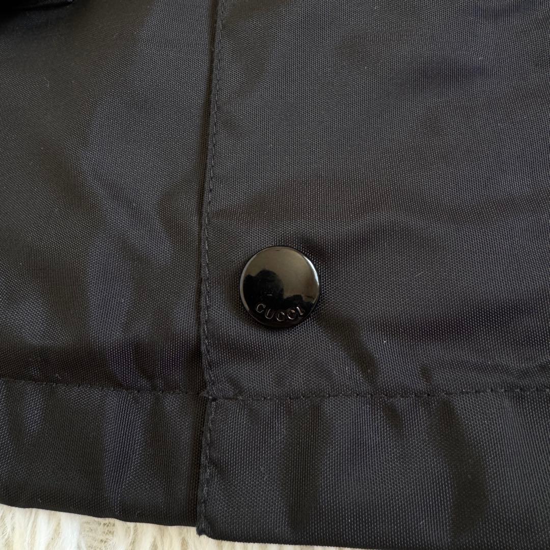 美品　XL相当　グッチ　ナイロンコート　ロゴワッペン　キルティング　フード　黒