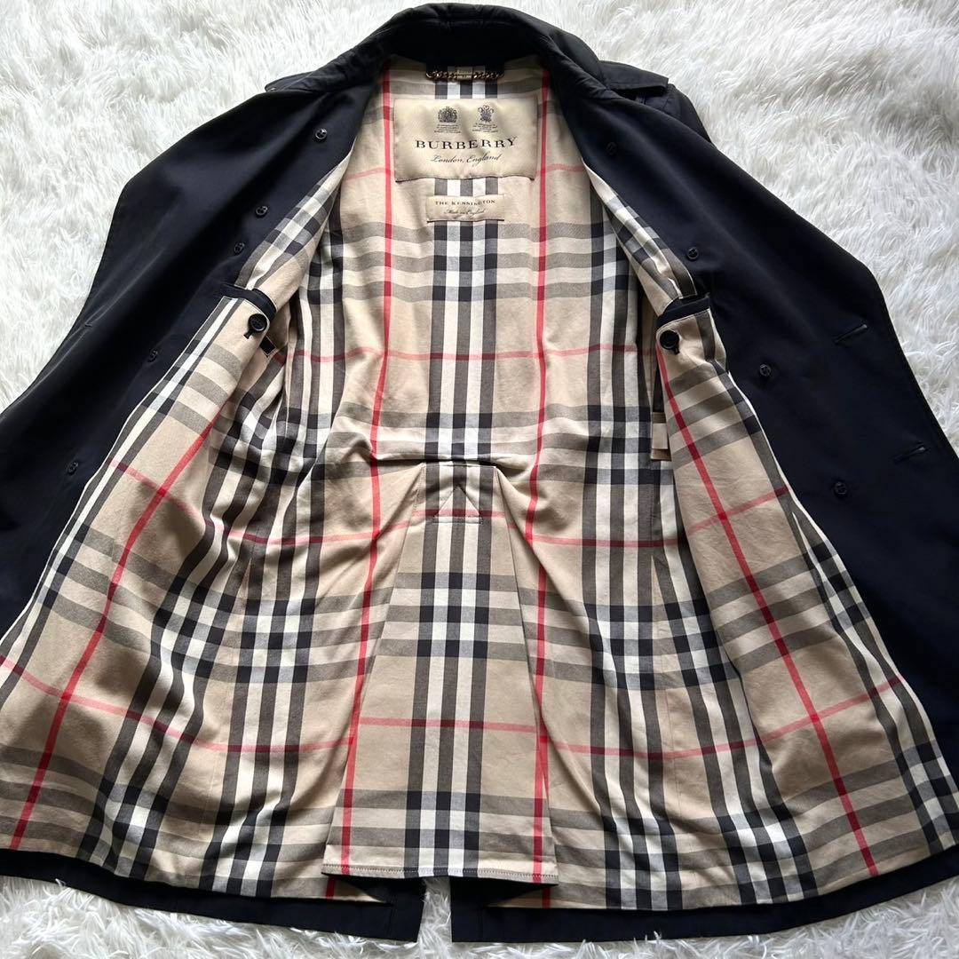 【美品】バーバリー　トレンチコート　ケンジントン　ベルト完備　ネイビー　46