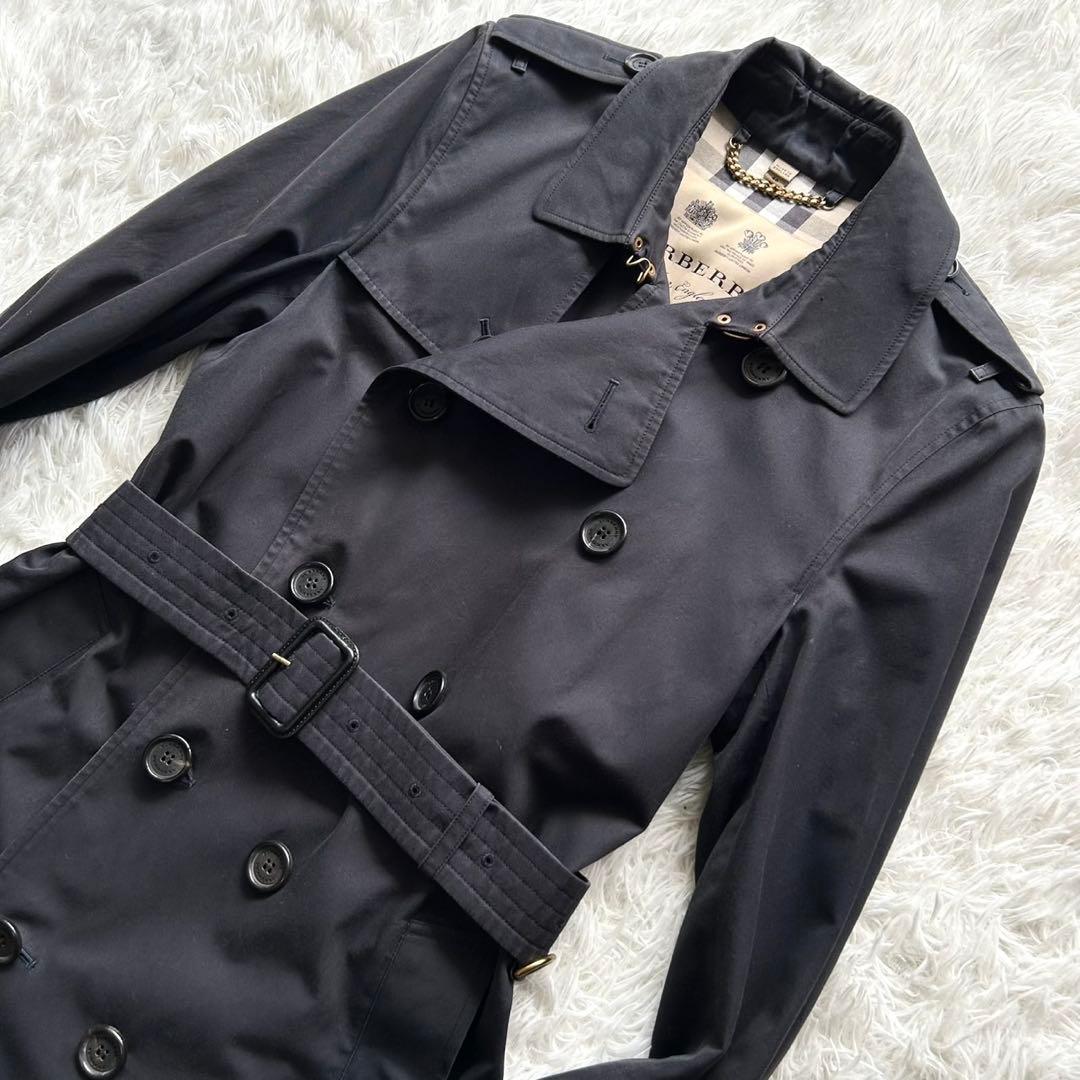 【美品】バーバリー　トレンチコート　ケンジントン　ベルト完備　ネイビー　46