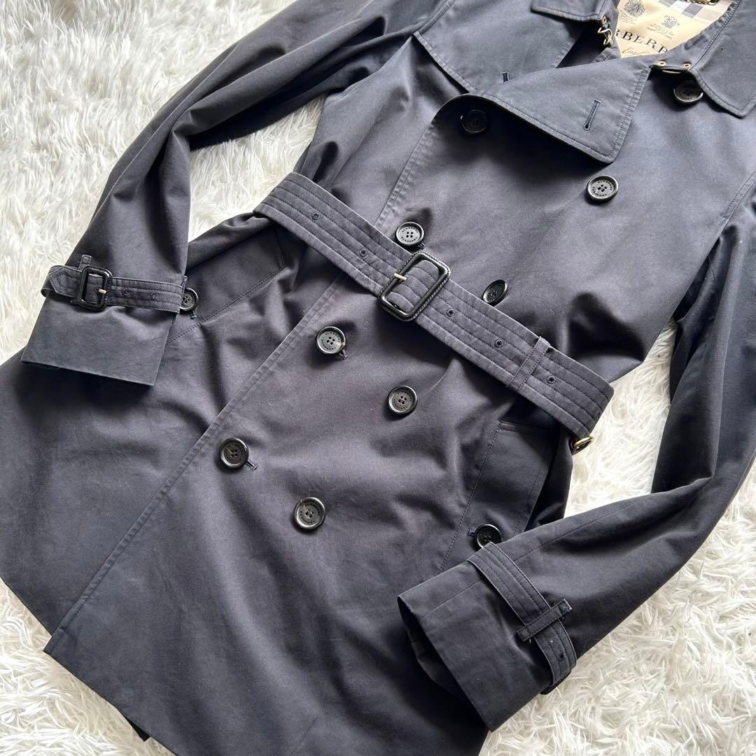 【美品】バーバリー　トレンチコート　ケンジントン　ベルト完備　ネイビー　46