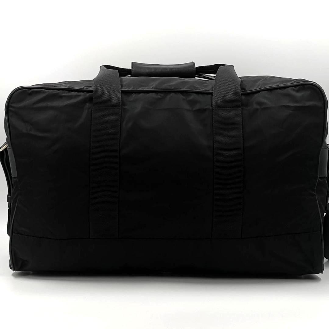 希少✨プラダ 南京錠鍵付き　2way ボストンバッグ 三角ロゴ ナイロン 革 黒