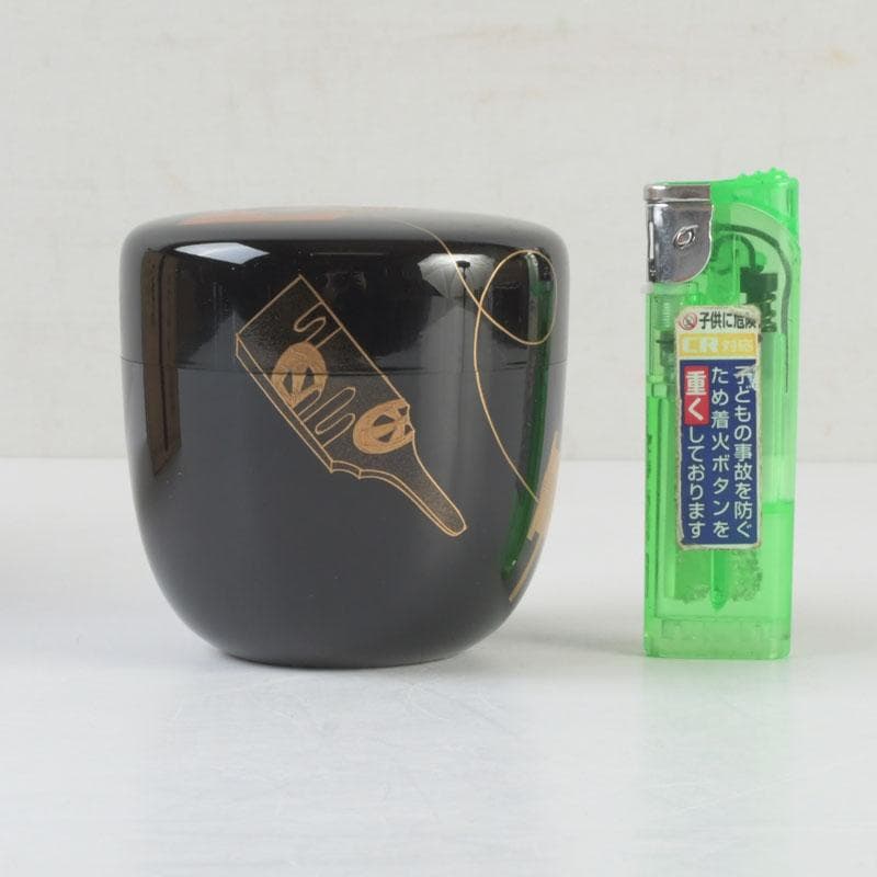 茶道具　蒔絵師　新井司平作　凧蒔絵　大棗　共箱　V　9843