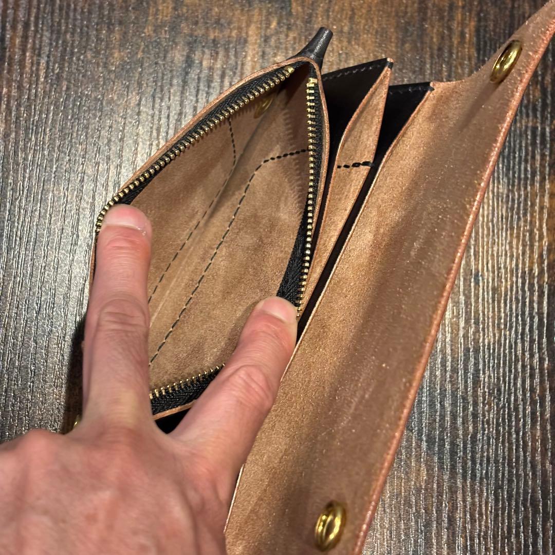 栃木レザー　トラッカーウォレット　茶芯ブラック